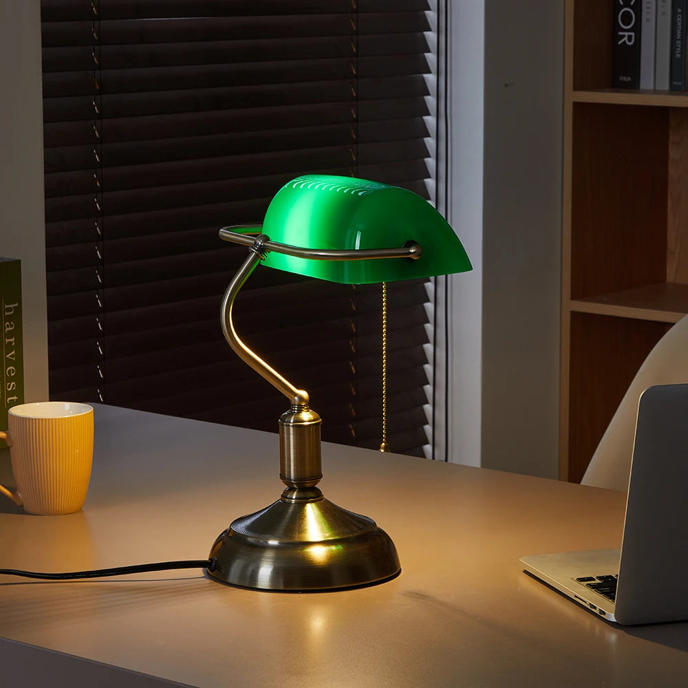 Modern bank desk lamp with US plug pull switch acrylic lampshade without light bulb very suitable for bedroom office and bank